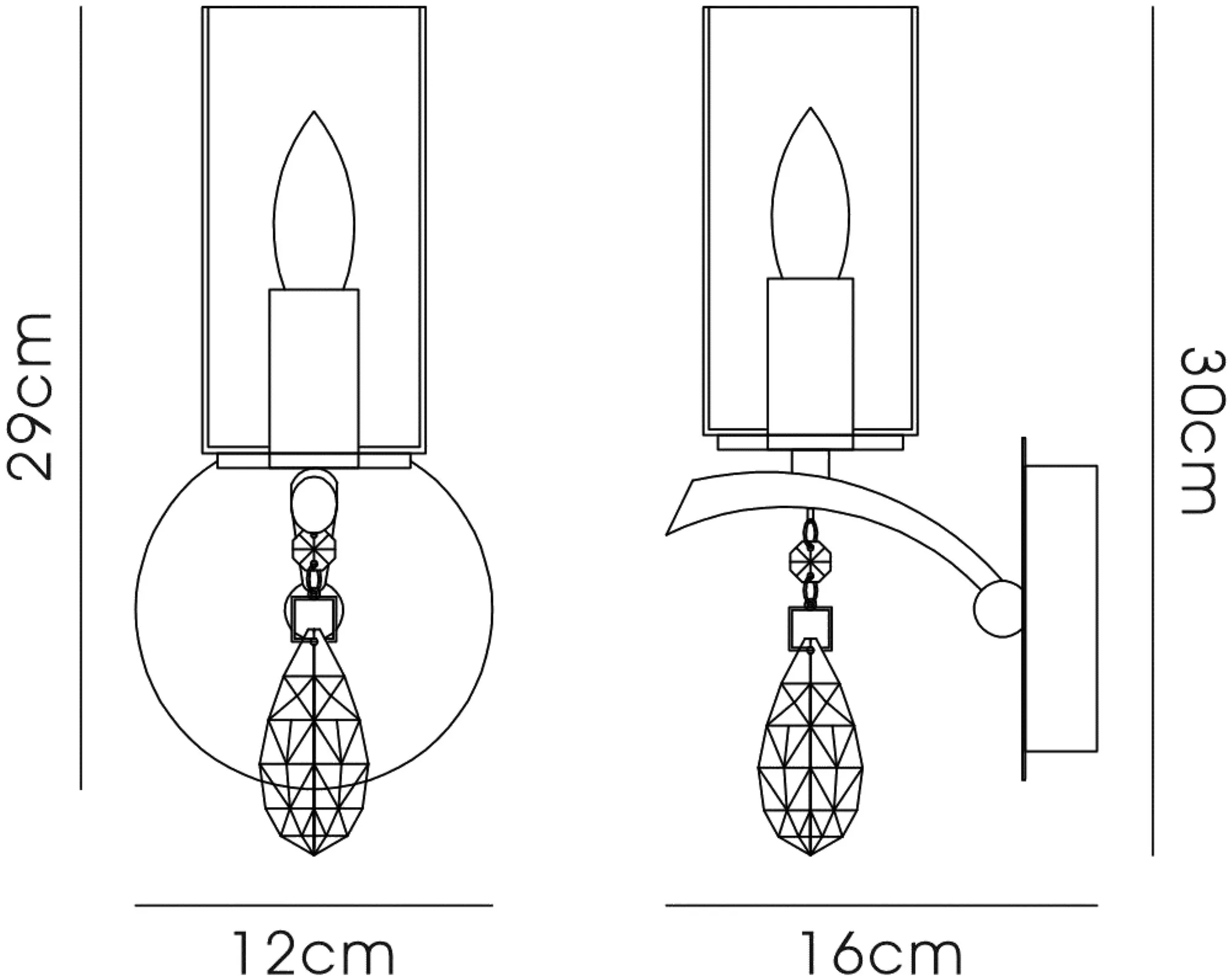 Rhea Crystal Wall Lights Diyas Armed Wall Lights